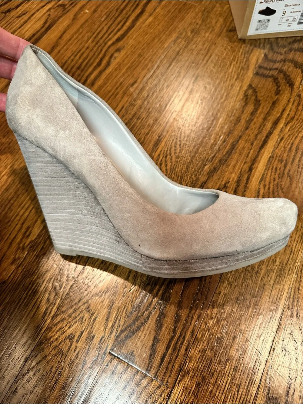 luxury rebel Winter Gray Suede Wedge Pumps